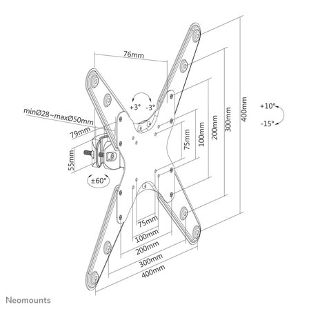 Neomounts by Newstar Screen Pole Clamp/Truss Mount 1 pivot VESA 400x400 polediameter 28-50mm