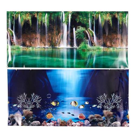 Familymall Fish Tank Bakgrunn Akvarium Landskap Plakatvegg Dobbeltsidig dekor30*60cm
