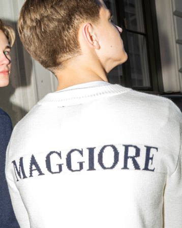 MAGGIORE Logo Knit Sweater Vit Tröjor Kille - Kids Brand Store