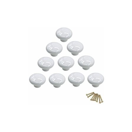 Porcelanknopp Rund Handtag, Skåp Låda Skåp, Vintage Vit