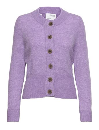 Slfsia Ls Knit Cardigan B Coll Strikket Trøje Cardigan Lilla Selected Femme