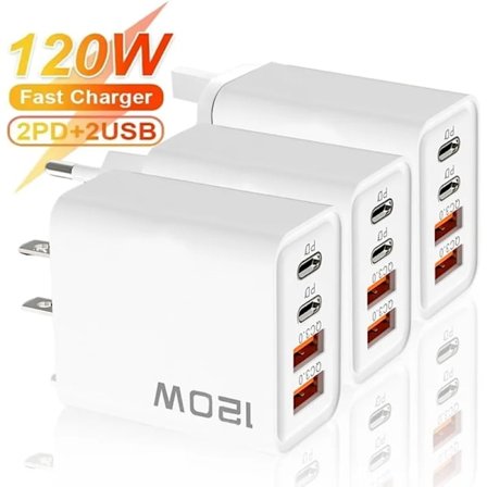 PD 120W 4-ports USB-C Laddare Snabbladdning 3.0 Typ C USB Telefonladdare Snabbladdningsadapter för Samsung iPhone Xiaomi Huawei