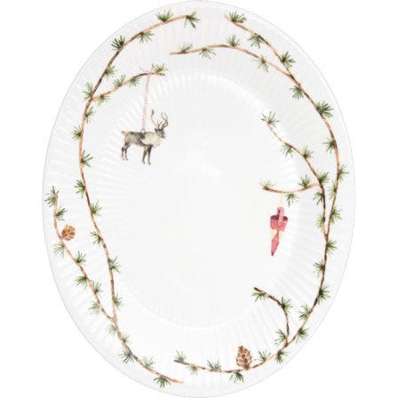 Kähler Hammershøi Christmas Oval Bordfad 27x34 cm. - Hvid med dekoration | KitchenOne
