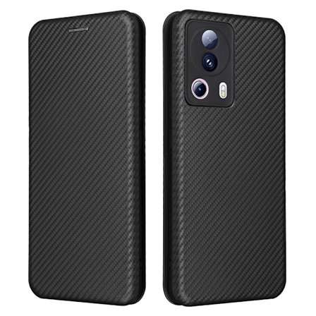 SKALO Xiaomi 13 Lite Carbon Fiber Plånboksfodral - Svart