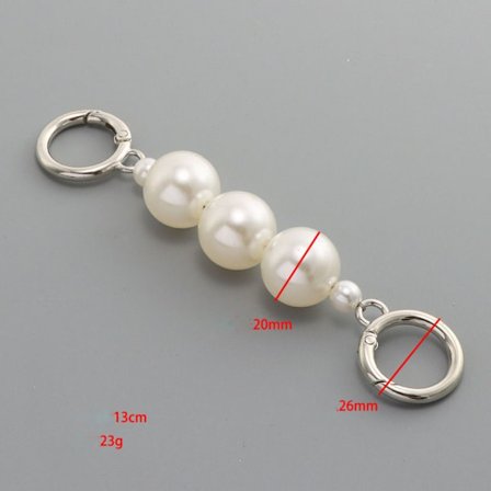 Pearl Strap Väskor Handväska Handtag SILVER 20CM
