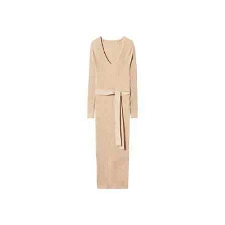 Mango V-nacklinje klänning beige, Dam Klänningar, Dam, Storlek: XS