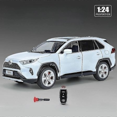 1/24 Toyota Rav4 Suv Sport Diecast Legering Miniatyr Leksaksbil Modell Fjärrkontroll Ljud Ljus Dra Tillbaka Samling Gåva Till Pojke