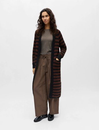 Object Objmilu Ls Lo Long Knit Cardigan Noos - Brown - L