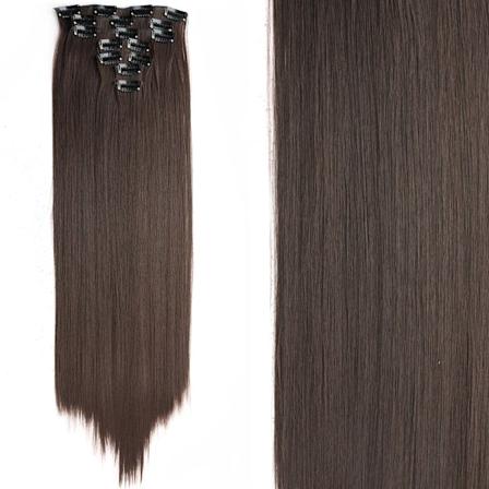 Lång Rak Frisyr 16 Clips 7Pcs/Set Hårförlängningar Naturlig Syntetisk Blond Svart Hårrörelser Värmebeständig För Kvinnor T1B/33 24inches