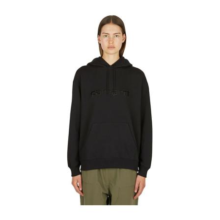 Carhartt Wip Logo Embroidery Hooded Sweatshirt Sort, Dame Sweatshirts