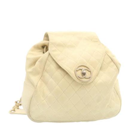 Chanel Vintage, Pre-owned Leather backpacks Wit, Dames, Maat:ONE Size,leer