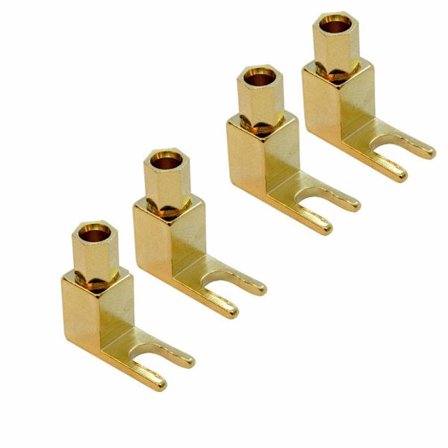 4mm forgyldt banan til spade adapter stik, Hi-Fi højttalerkabel ledningsforbindelse 4stk