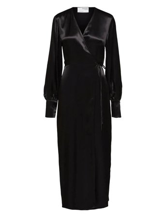 Slflyra Ls Ankle Wrap Dress B Black Selected