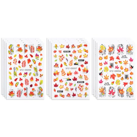 Høst Neglekunst Dekaler, Selvklebende Lønneblad 3D Design, Lett Å Fjerne Negleklistremerker, Sikkert Materiale For DIY Neglekunst, Morsomt Design For