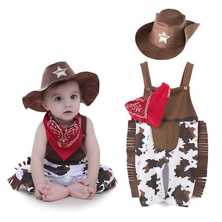 3 stk cowboy kostume sæt til baby