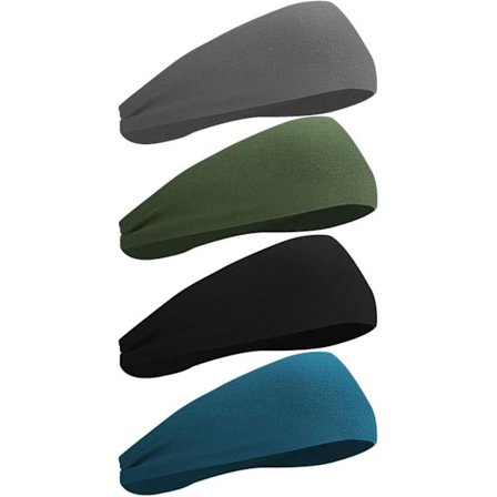 Sports Pandebånd til Mænd og Kvinder (4-pak), Bløde og Letvægts Svedbånd, Fugttransporterende Træningsbånd til Løb, Cross Training, Uni