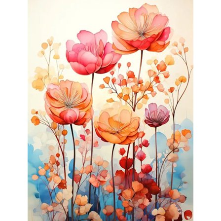 30x40cm Drømmende Blomsterlandskab Fuld Diamant DIY Diamant Maleri - DW890