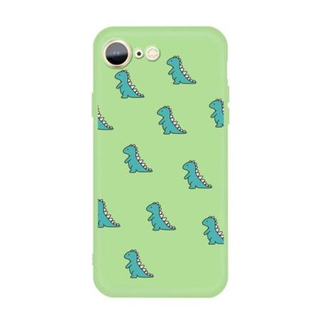 Grön Skal Med Mini Dinosaurier - Iphone 7/8/se 2020 Mörkgrön