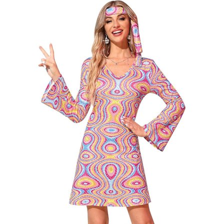 Kvinnors Halloweenfest Disco Sensation 70-talsdansdräkt