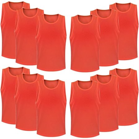 12 stk Fotballtreningsvester, Barn & Voksne Fotballtreningsutstyr Vest for Lagtrening (Rød)