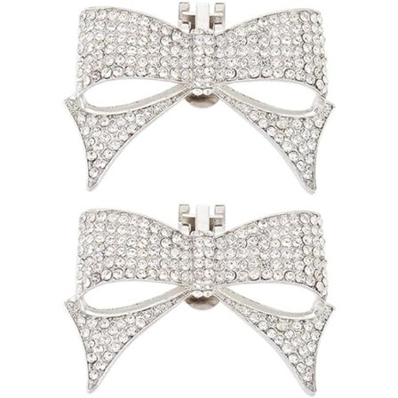 Nya (Silver) 1 Par Kristall Strass Sko Clips Oval Glänsande Strass Sko Spänne Avtagbar Sko Dekoration Bröllop Brudskor