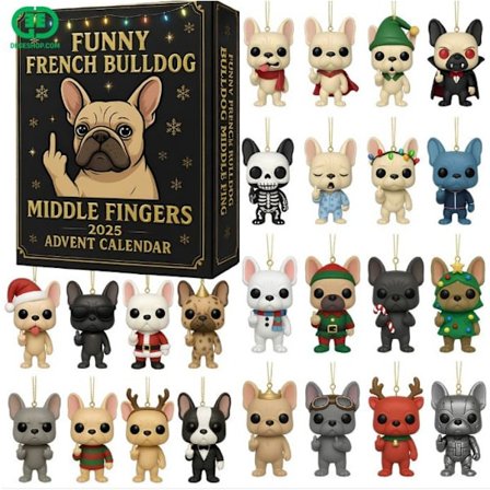 Sjov Fransk Bulldog Juletræs Ornament, Akryl Julepynt til Jul"**Sjov Fransk Bulldog Blind Box