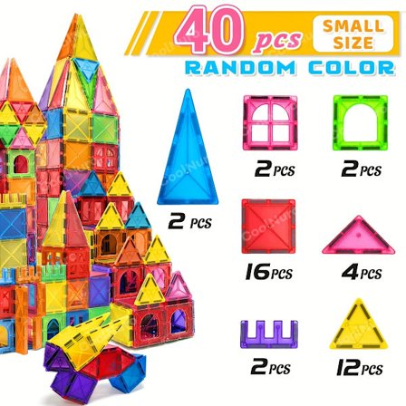 Magnetiske Byggeklodser Sæt, STEM Pædagogisk Legetøj, Stabling & Puslespil Legesæt, Ideel Fødselsdagsgave til 3+ År, Kreativ Leg Livagtig Con[YJD]