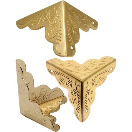 10 x antikke møbelhjørner, beskyttelseshjørner, hjørnebeskyttere, kantbeskyttelse, beslag til kasser, møbler, hylder, borde, forgyldt