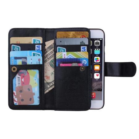Iphone 7 & 8 Multi Plånboksfodral Med 9 Fack L Svart Svart
