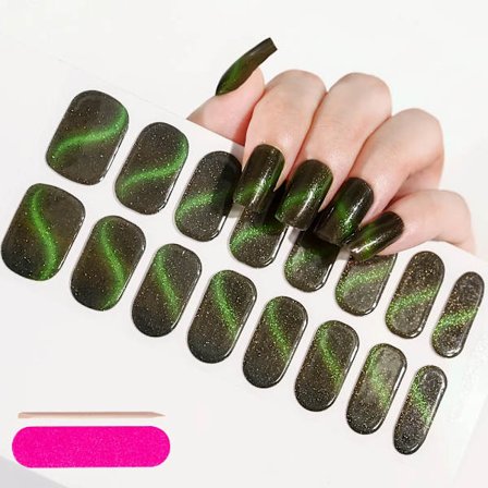 16 Tips Semi-Härdade Gel Nagelstickers Ren Färg UV/LED Lampa Gel Nagellack Wraps Långvarig Full Täckning Gel Sticker Nageldekoration##