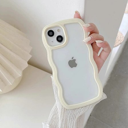 Kompatibel med iPhone 11 Cover, Sødt Krøllet Bølgemønstret Transparent Cover, Transparent Blødt Silikone TPU Stødsikkert Cover - Gul