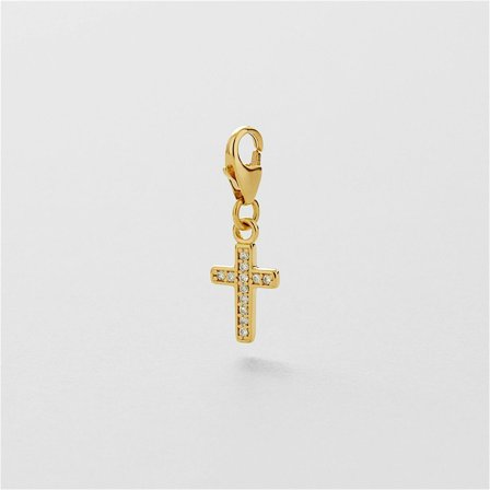 Bling Cross Charm - 24K GULLBELAGT STERLINGSØLV