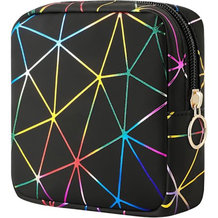 Kuukautisalusta pusseille, nahkainen kuukautissuoja-säilytyspussi, kuukautisalusta-pussi, naisten tuotteiden tamponin pidike käsilaukulle (värikäs Bl