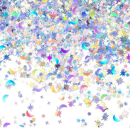 2 stykker farverigt måne pentagram konfetti bryllup fødselsdag