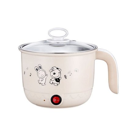 Mini 1.8L Multifunktionell Elektrisk Varm Gryta, Ångkokare & Sopptillverkare i Rostfritt Stål, Beige[YDE]
