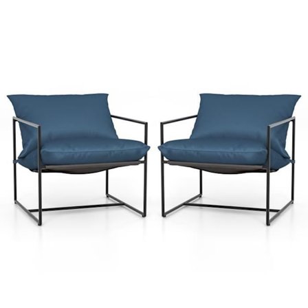 COSTWAY Set med 2 Textilene trädgårdsstolar - Halkskydd, 4 kuddar, metallram - Belastning 150 kg - Inomhus utomhus