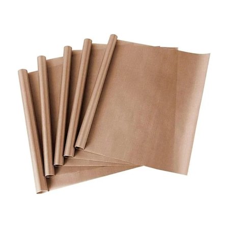 Sæt med 5 teflonark til madlavning, genanvendeligt bagepapir, PTFE teflonark, til non-stick varmpresseovn 40 x 60 cm He