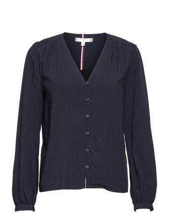 Viscose V-Nk Regular Blouse Ls Blue Tommy Hilfiger