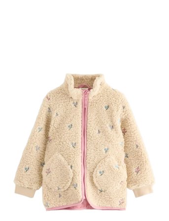 Lindex Jacket Pile W Embroidery - Cream - 98