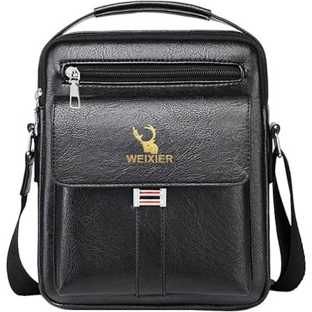 Herre Model Taske Herre Skuldertaske Læder Håndtasker Herre Arbejdsskuldertaske Retro Vandtæt Skuldertaske til Forretning Casual Messenger Lille sort