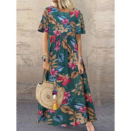 Bohemian Holiday Sundress Summer Women Vintage Blommig Printed S