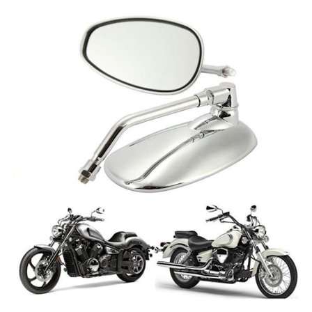 Sidespejle til motorcykel - sølv, til 10 mm beslag