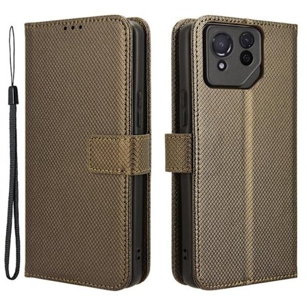 SKALO Asus ROG Phone 8 Pro 5G Premium Mini Rhombus Lompakkokotelo - Ruskea