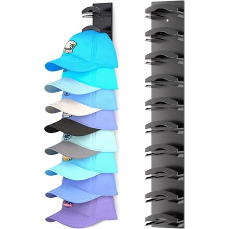 Veggmontert hattestativ med sterkt lim – For caps og hatter, plass til opptil 10, for garderobe eller dør_TF_TF