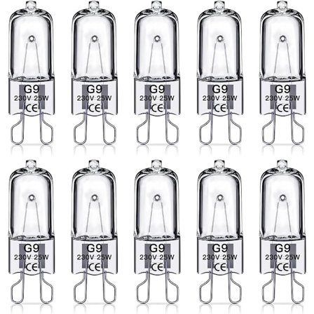 G9 halogenlamper 25W, 230V, 10-pakning