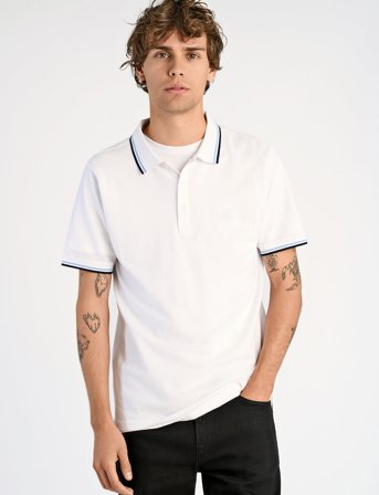 Lindbergh Polo Shirt With Contrast Piping - White - XL