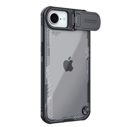 Nillkin Iceblade Prop Case, jossa on objektiivin suojus ja jalusta iPhone 16e:lle - musta