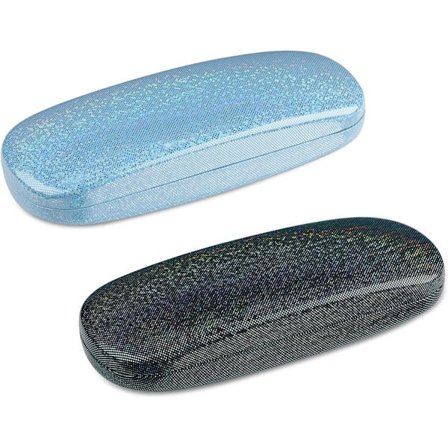 2 stycken svarta och blå glittriga hårda skal för glasögonfodral, Porta