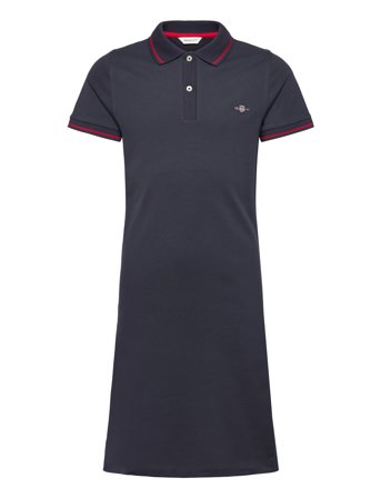 GANT Fitted Polo Pique Dress - Navy - 146-152