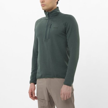 Salomon - Couche intermédiaire pour homme avec demi-zip Essential Lightwarm - Green Gables